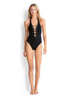 ACTIVE LACE UP HALTER ONE PIECE